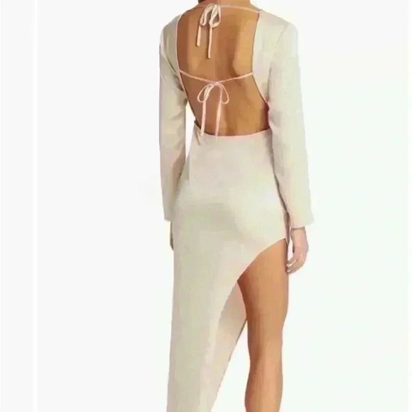 NWT Area Stars Cowl Neck Long Sleeve Satin Midi Dress Backless Size S - Picture 2 of 11